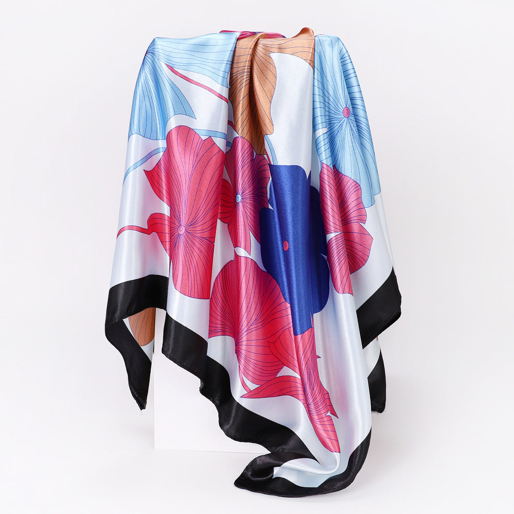 Cashew Print Silk Scarf for Women, European and American Trendy Versatile Shawl, 90cm Square Scarf
