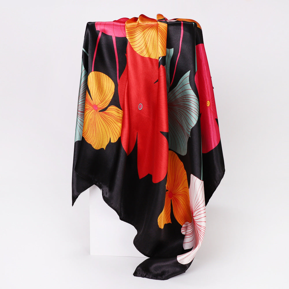 Cashew Print Silk Scarf for Women, European and American Trendy Versatile Shawl, 90cm Square Scarf