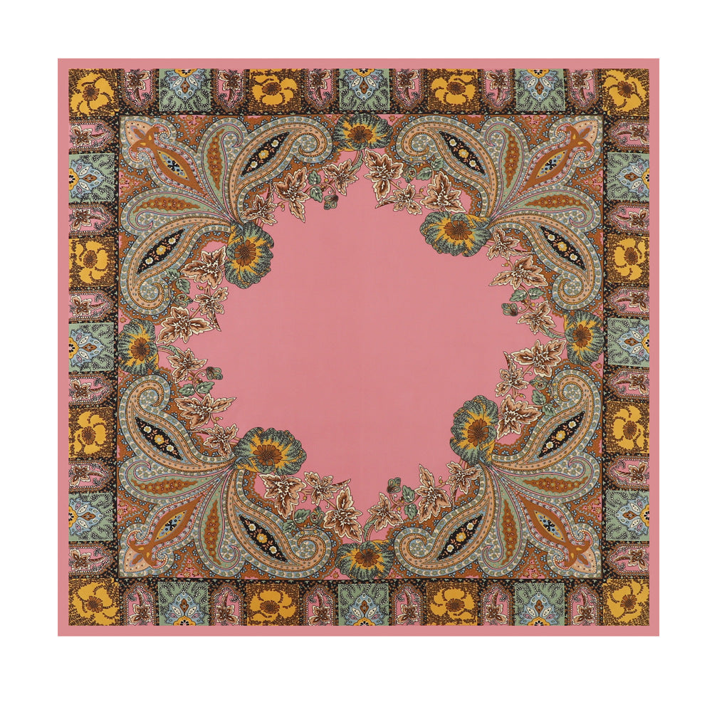 Cashew Print Silk Scarf for Women, European and American Trendy Versatile Shawl, 90cm Square Scarf