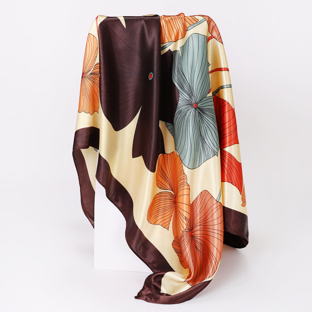 Cashew Print Silk Scarf for Women, European and American Trendy Versatile Shawl, 90cm Square Scarf