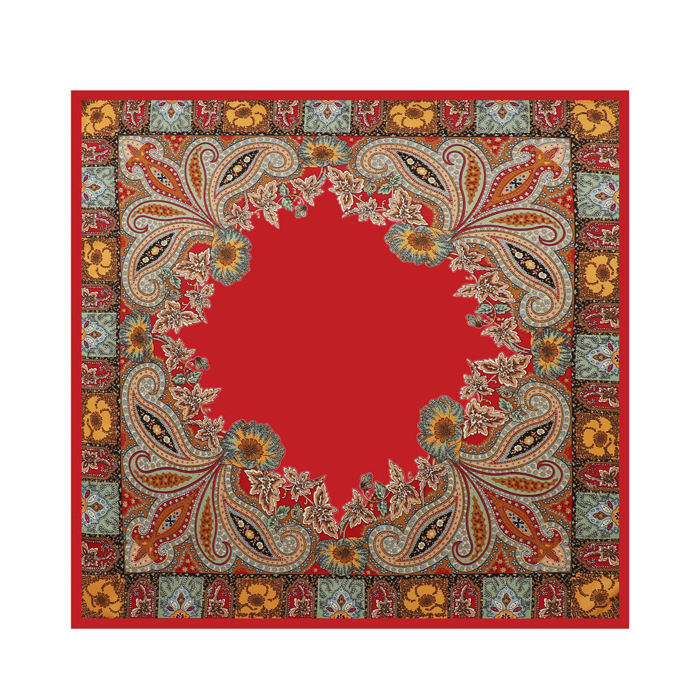 Cashew Print Silk Scarf for Women, European and American Trendy Versatile Shawl, 90cm Square Scarf