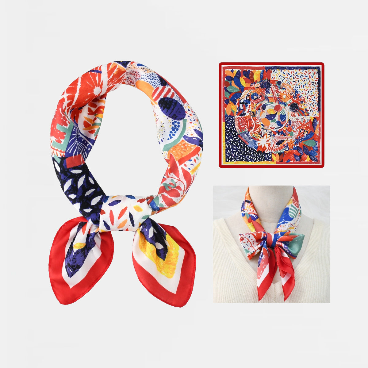 red silk scarf womens