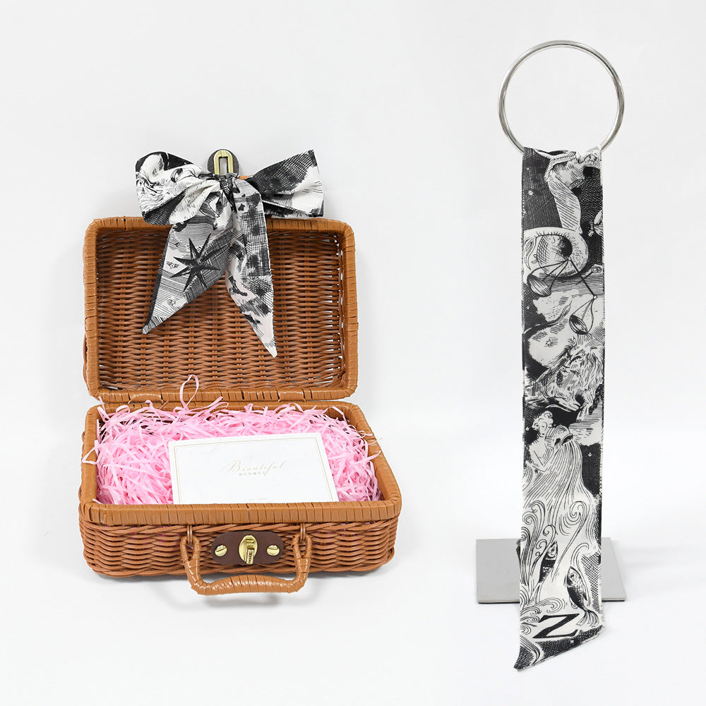 26 letter tarot card small ribbon scarf tied bag holiday gift box versatile headband decoration small scarf