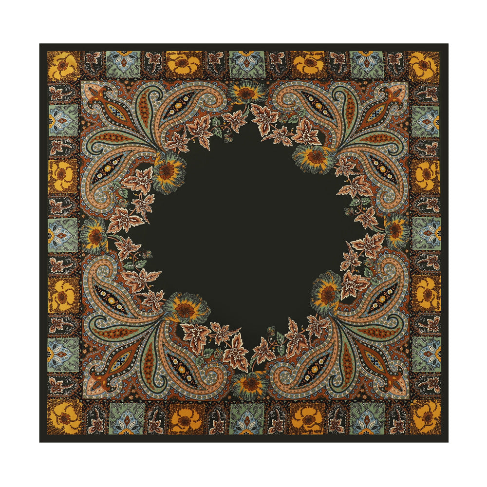 Cashew Print Silk Scarf for Women, European and American Trendy Versatile Shawl, 90cm Square Scarf