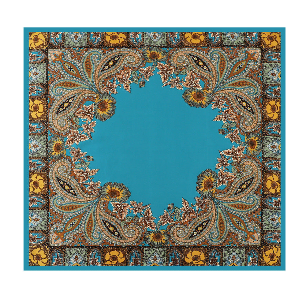 Cashew Print Silk Scarf for Women, European and American Trendy Versatile Shawl, 90cm Square Scarf