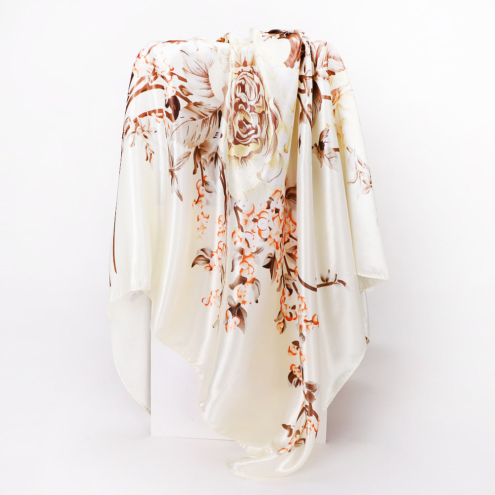 Cashew Print Silk Scarf for Women, European and American Trendy Versatile Shawl, 90cm Square Scarf