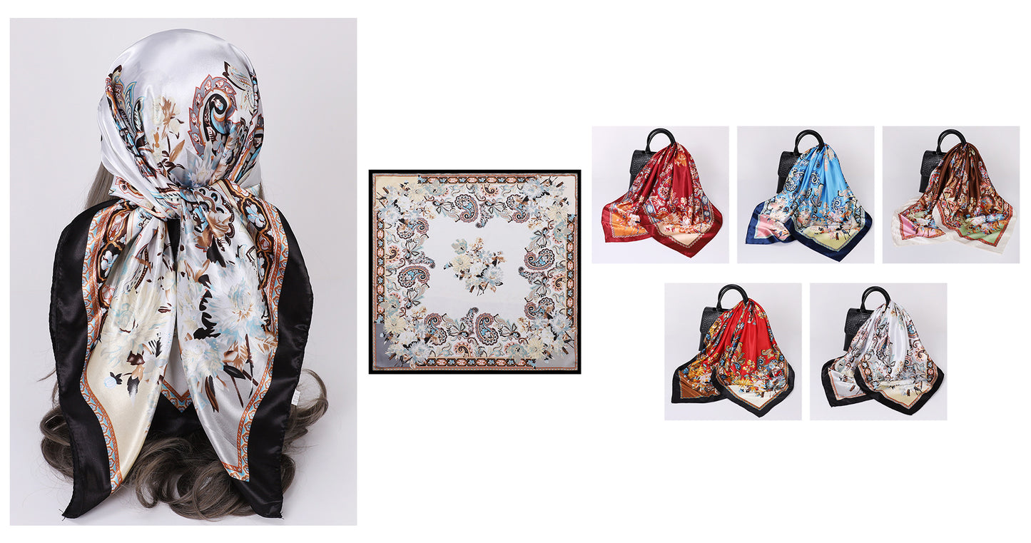 Cashew Print Silk Scarf for Women, European and American Trendy Versatile Shawl, 90cm Square Scarf
