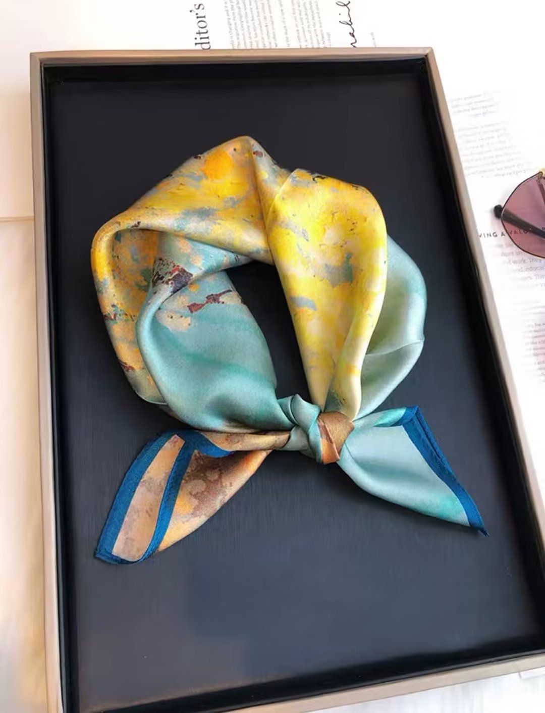 [100% Mulberry Silk] Silk Scarf for Women Autumn Scarf Neck Warmer Versatile Hairband Fashion Small Square Scarf