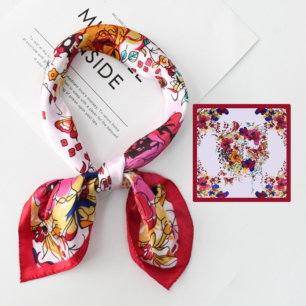 Flower Silk Scarf 50x50 Square Silk Scarf