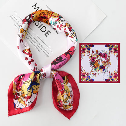 Flower Silk Scarf 50x50 Square Silk Scarf