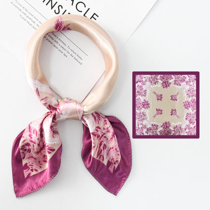 Flower Silk Scarf 50x50 Square Silk Scarf