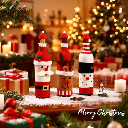 Christmas Wine Bottle Cover Champagne Red Wine Creative Knitted Elderly Wine Cover Hotel Restaurant Holiday Decoration Supplies