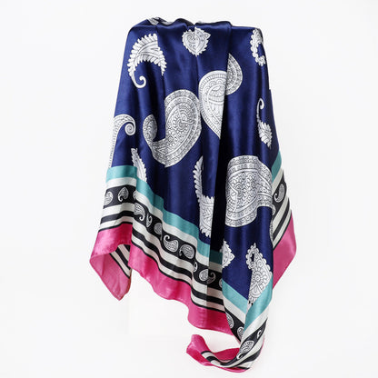 Simple All-Matching 90cm Square Scarf Headscarf Paisley Silk Scarf Women's Shawl