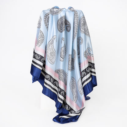 Simple All-Matching 90cm Square Scarf Headscarf Paisley Silk Scarf Women's Shawl