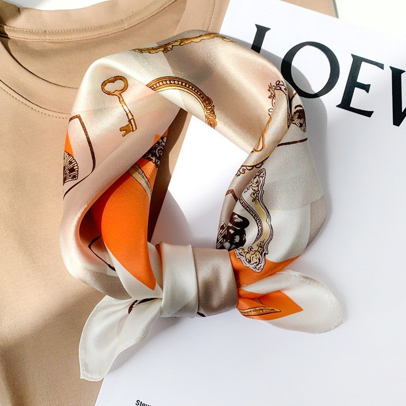 [100% Mulberry Silk] Silk Scarf for Women Autumn Scarf Neck Warmer Versatile Hairband Fashion Small Square Scarf