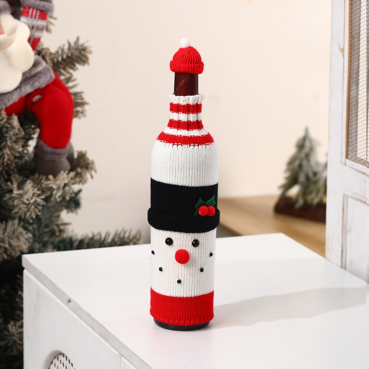 Christmas Wine Bottle Cover Champagne Red Wine Creative Knitted Elderly Wine Cover Hotel Restaurant Holiday Decoration Supplies