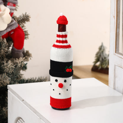 Christmas Wine Bottle Cover Champagne Red Wine Creative Knitted Elderly Wine Cover Hotel Restaurant Holiday Decoration Supplies