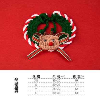 Christmas Pet Collar New Year Knitted Cat Scarf Decoration Bib Pet Supplies Dog Bib