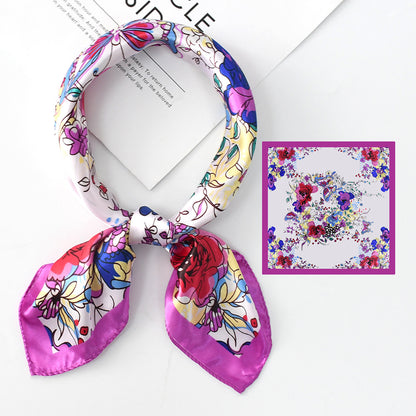 Flower Silk Scarf 50x50 Square Silk Scarf