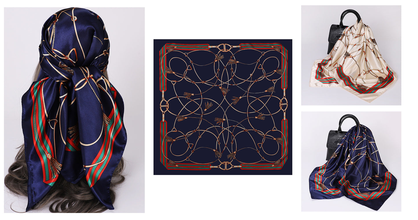 Cashew Print Silk Scarf for Women, European and American Trendy Versatile Shawl, 90cm Square Scarf