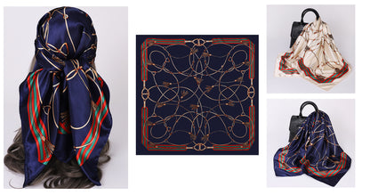 Cashew Print Silk Scarf for Women, European and American Trendy Versatile Shawl, 90cm Square Scarf