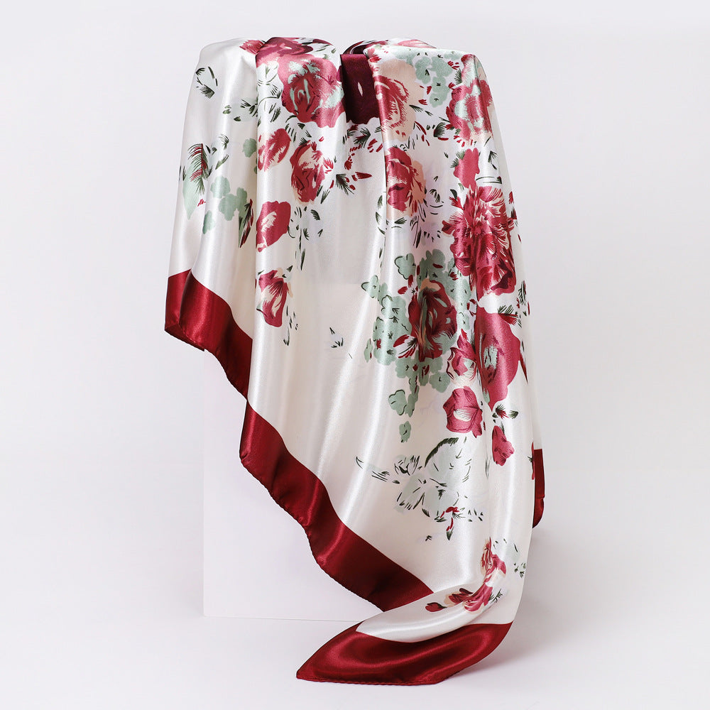 Cashew Print Silk Scarf for Women, European and American Trendy Versatile Shawl, 90cm Square Scarf