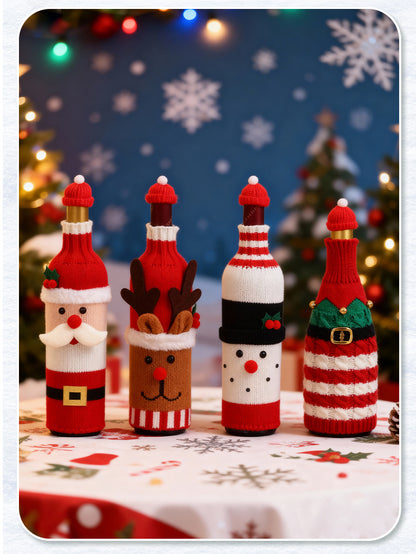 Christmas Wine Bottle Cover Champagne Red Wine Creative Knitted Elderly Wine Cover Hotel Restaurant Holiday Decoration Supplies