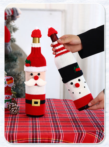 Christmas Wine Bottle Cover Champagne Red Wine Creative Knitted Elderly Wine Cover Hotel Restaurant Holiday Decoration Supplies