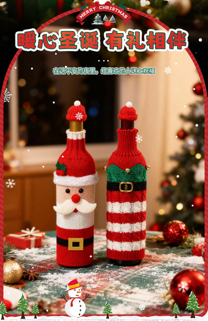 Christmas Wine Bottle Cover Champagne Red Wine Creative Knitted Elderly Wine Cover Hotel Restaurant Holiday Decoration Supplies