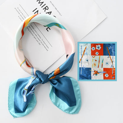 Flower Silk Scarf 50x50 Square Silk Scarf