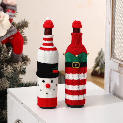 Christmas Wine Bottle Cover Champagne Red Wine Creative Knitted Elderly Wine Cover Hotel Restaurant Holiday Decoration Supplies