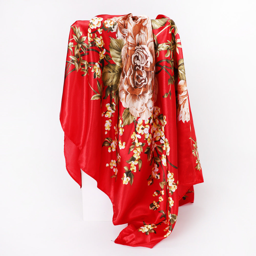 Cashew Print Silk Scarf for Women, European and American Trendy Versatile Shawl, 90cm Square Scarf