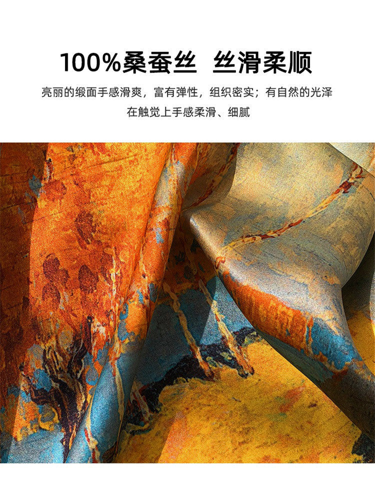 [100% Mulberry Silk] Silk Scarf for Women Autumn Scarf Neck Warmer Versatile Hairband Fashion Small Square Scarf