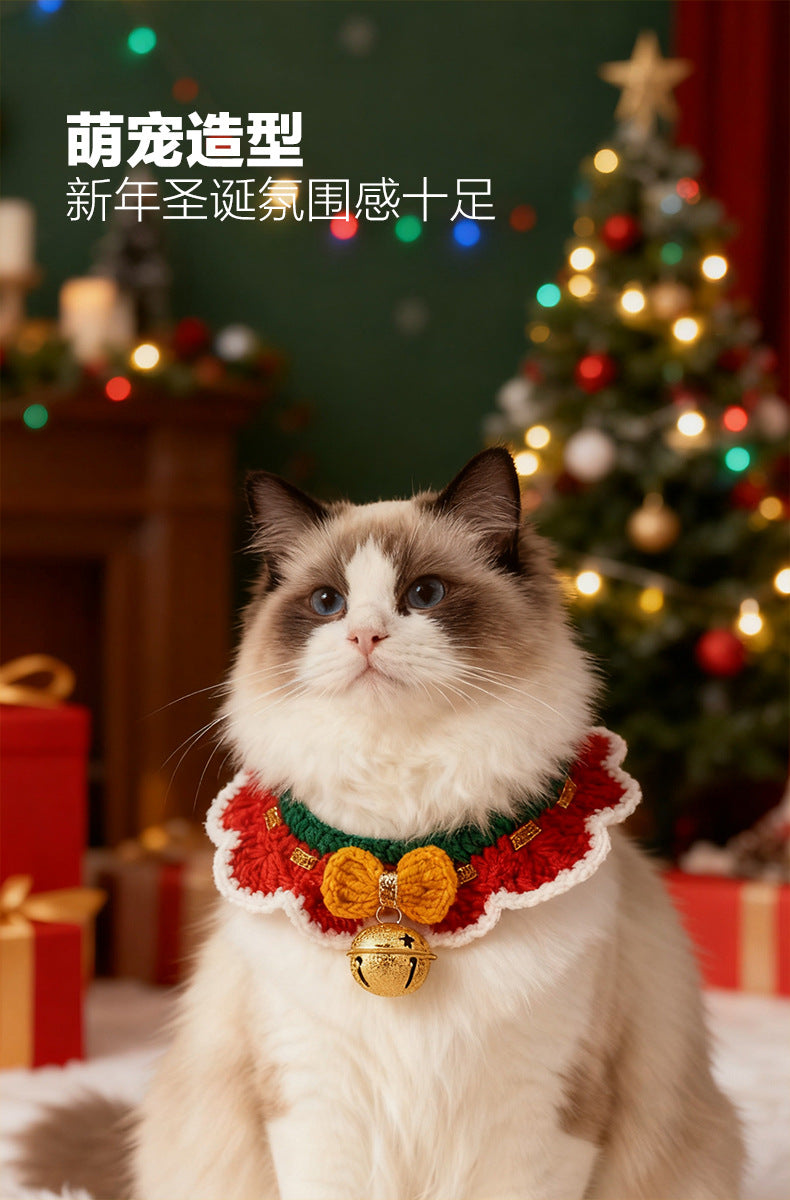 Christmas Pet Collar New Year Knitted Cat Scarf Decoration Bib Pet Supplies Dog Bib