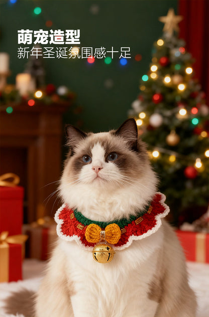 Christmas Pet Collar New Year Knitted Cat Scarf Decoration Bib Pet Supplies Dog Bib