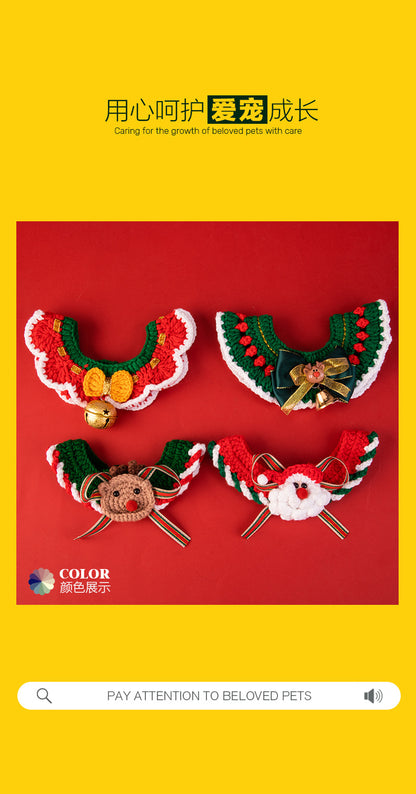 Christmas Pet Collar New Year Knitted Cat Scarf Decoration Bib Pet Supplies Dog Bib