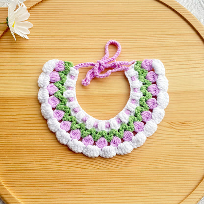 25 Spring Pet Knitted Scarf Cat Flower Woven Collar Dog Yarn Drool Towel Cute Orange Decoration