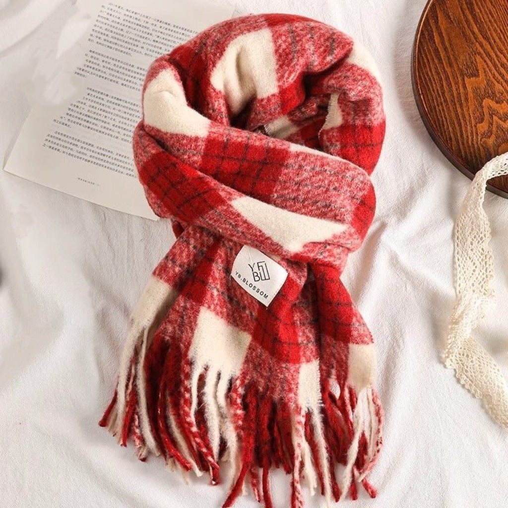 New Christmas Scarf for Women, Versatile, Brightening, Imitation Cashmere Reindeer Scarf, New Year Red Scarf