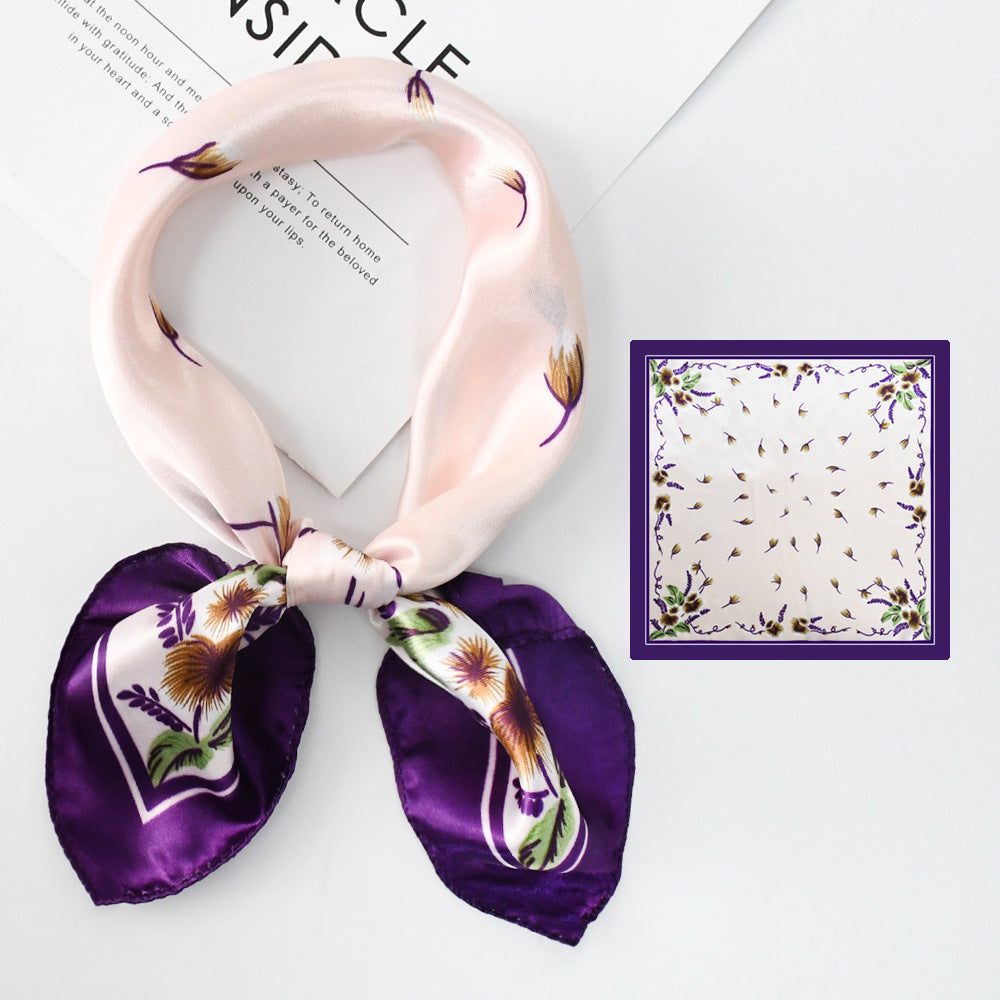 Flower Silk Scarf 50x50 Square Silk Scarf