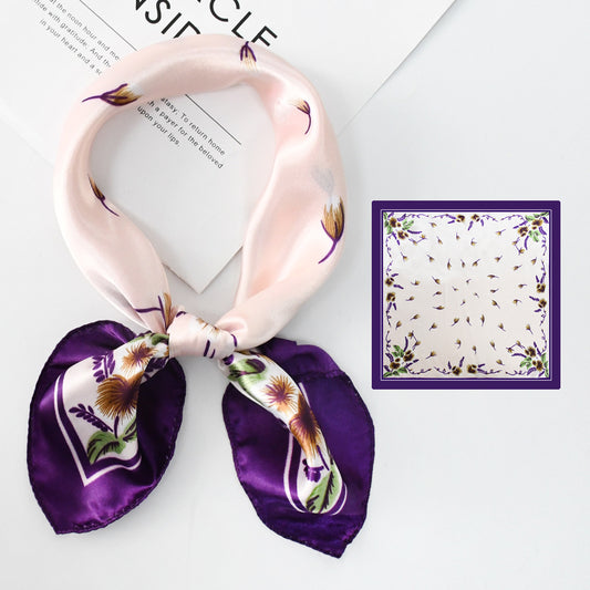Flower Silk Scarf 50x50 Square Silk Scarf