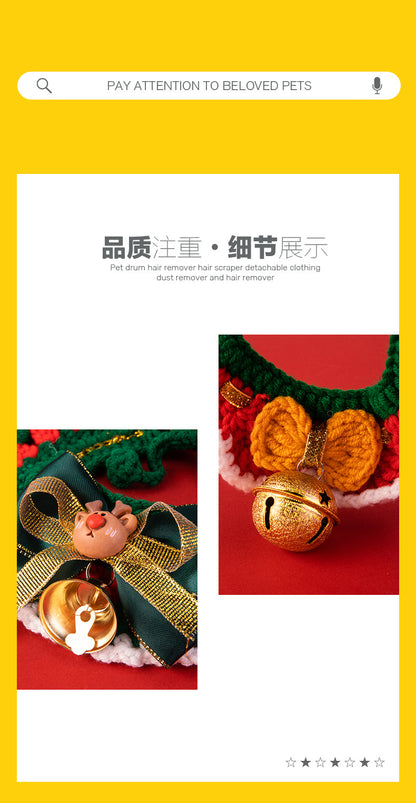 Christmas Pet Collar New Year Knitted Cat Scarf Decoration Bib Pet Supplies Dog Bib