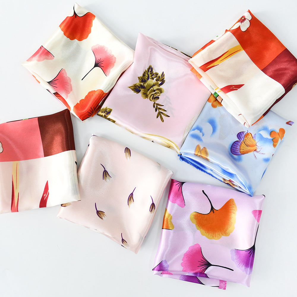 Flower Silk Scarf 50x50 Square Silk Scarf