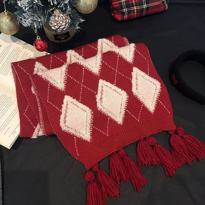 New Christmas Scarf for Women, Versatile, Brightening, Imitation Cashmere Reindeer Scarf, New Year Red Scarf