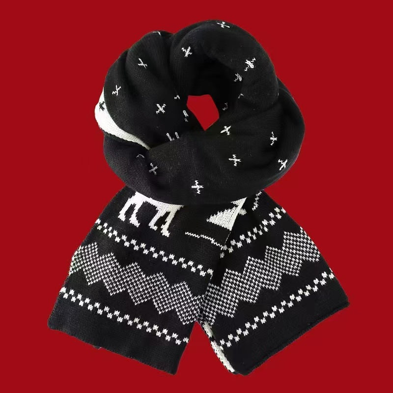 New Christmas Scarf for Women, Versatile, Brightening, Imitation Cashmere Reindeer Scarf, New Year Red Scarf