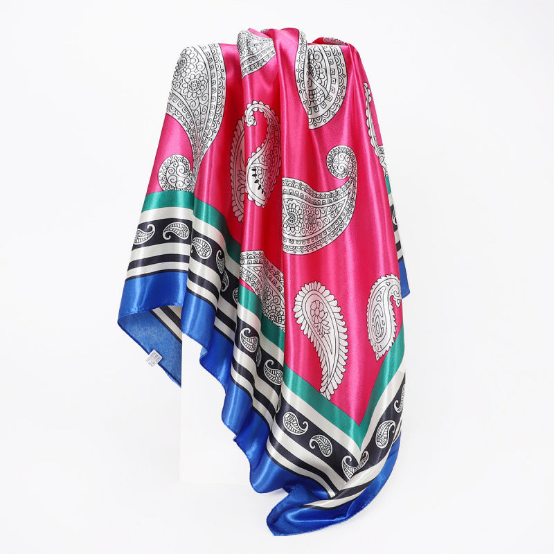 Simple All-Matching 90cm Square Scarf Headscarf Paisley Silk Scarf Women's Shawl
