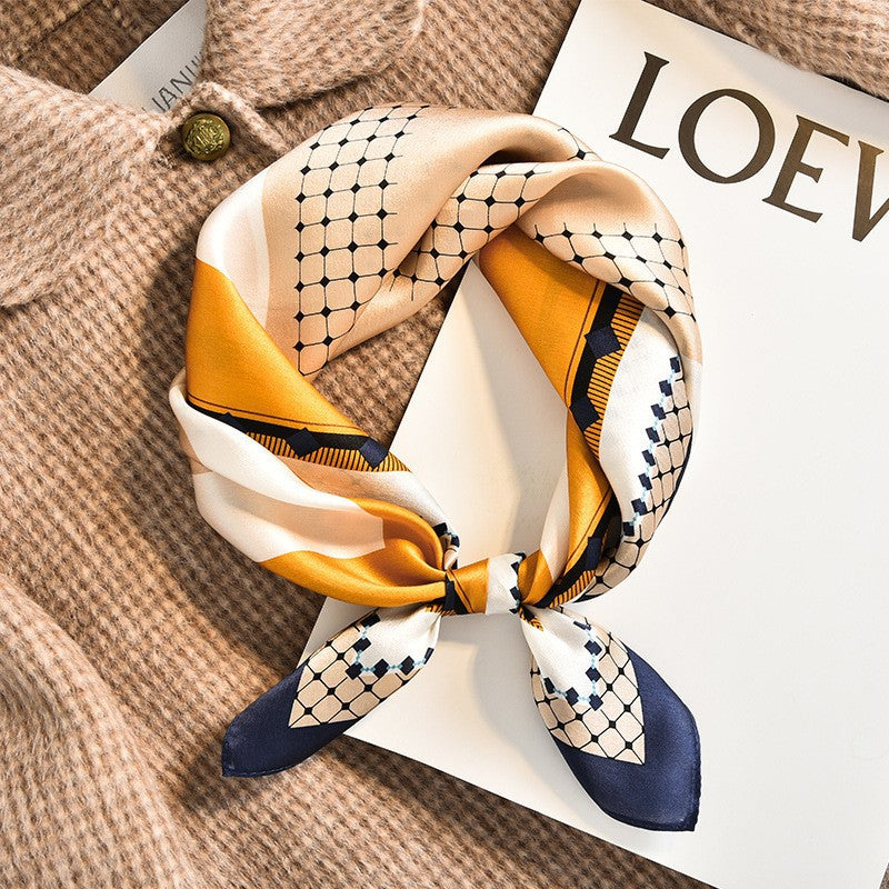 [100% Mulberry Silk] Silk Scarf for Women Autumn Scarf Neck Warmer Versatile Hairband Fashion Small Square Scarf