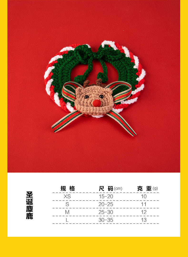 Christmas Pet Collar New Year Knitted Cat Scarf Decoration Bib Pet Supplies Dog Bib