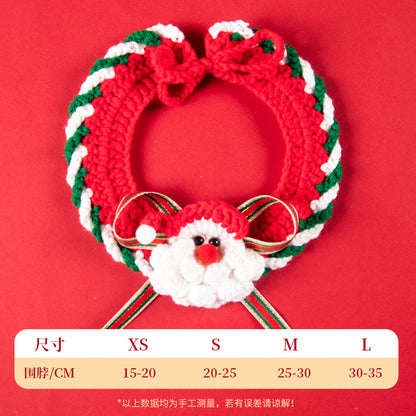 Christmas Pet Collar New Year Knitted Cat Scarf Decoration Bib Pet Supplies Dog Bib