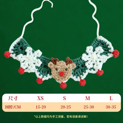 Christmas Pet Collar New Year Knitted Cat Scarf Decoration Bib Pet Supplies Dog Bib