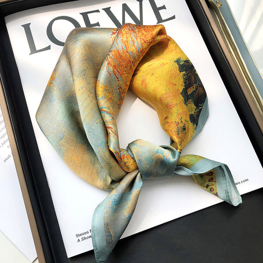 [100% Mulberry Silk] Silk Scarf for Women Autumn Scarf Neck Warmer Versatile Hairband Fashion Small Square Scarf